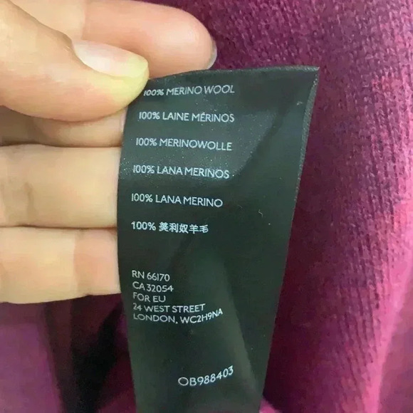 By Anthropologie 100% Merino Wool Asymmetrical Plum Sweater - Picture 7 of 8